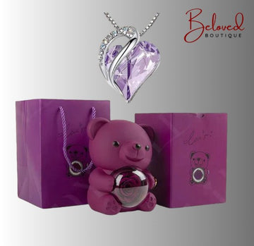 Romantic Rose Bear – Rotating Rose Revealing a Hidden Pendant