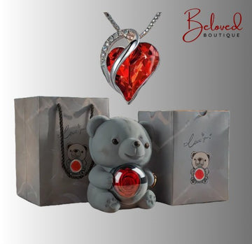 Romantic Rose Bear – Rotating Rose Revealing a Hidden Pendant